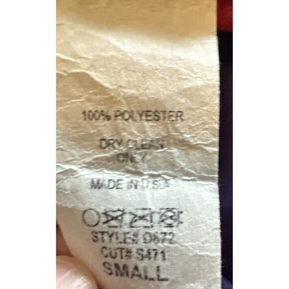 Sage the Brand BLUE w/ RED Triangles Long Sleeve Polyester Mini Dress Sz Small - Picture 7 of 9